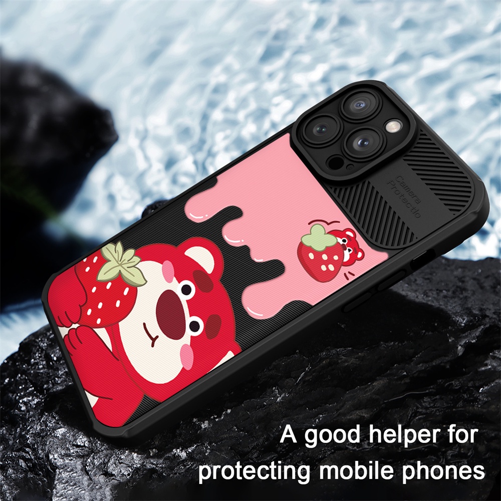 IPHONE Case Untuk Iphone14 14 Pro MAX 14 MAX 13ProMax 12 12ProMax 11 11Pro 11ProMax X XS MAX XR Manyo strawberry bear Dan Doraemon Full Proteksi Anti Slip Shockproof Case Binteacase