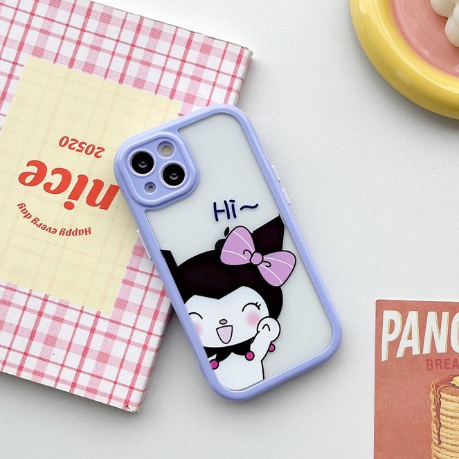 All New Cream Non-slip Camera Protect Soft Case IPhone X XR XS Max 11 12 13 14 Pro Max Women Girl Pretty Cute Kuromi Sanrio Melody Cartoon Phone Case Purple