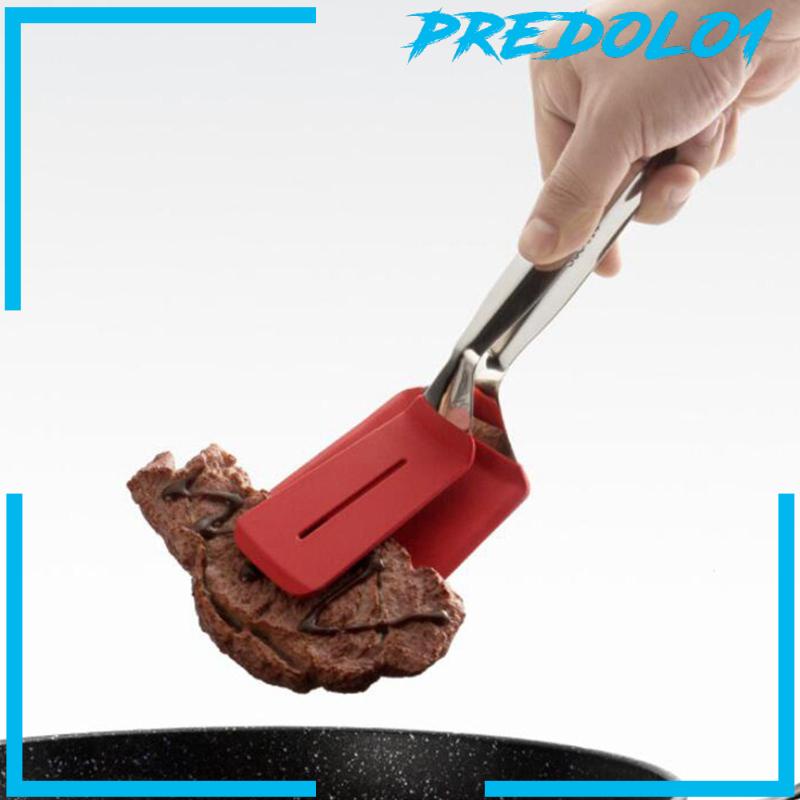 [Predolo1] Klip Steak Stainless Steel Silikon Penjepit Masak Dapur Untuk Pie Hamburger