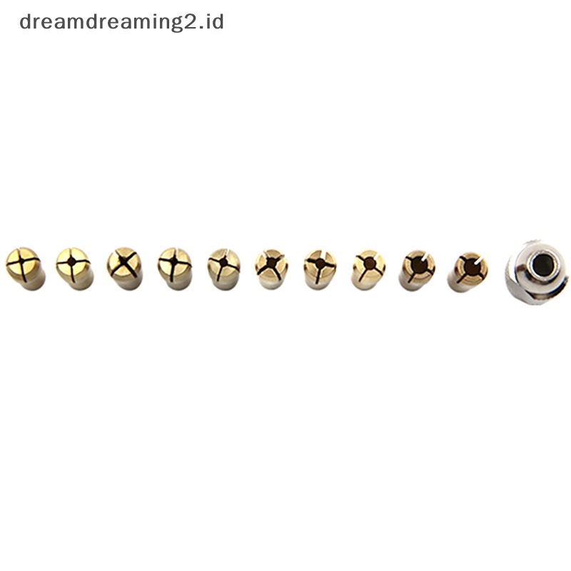 (drea) 11pcs /set Mata Collet Chuck Kuningan Bor Mini Untuk Alat Rotary 0.5-3.2mm //