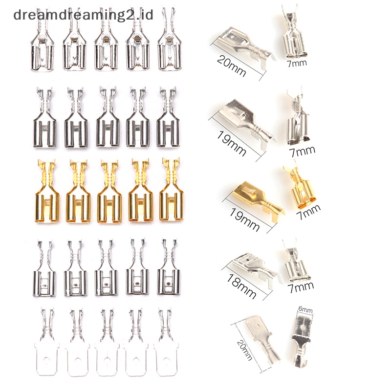 (drea) 50pcs 6.3 Crimp Terminal Konektor Spade Pria Wanita Terminal Crimping //