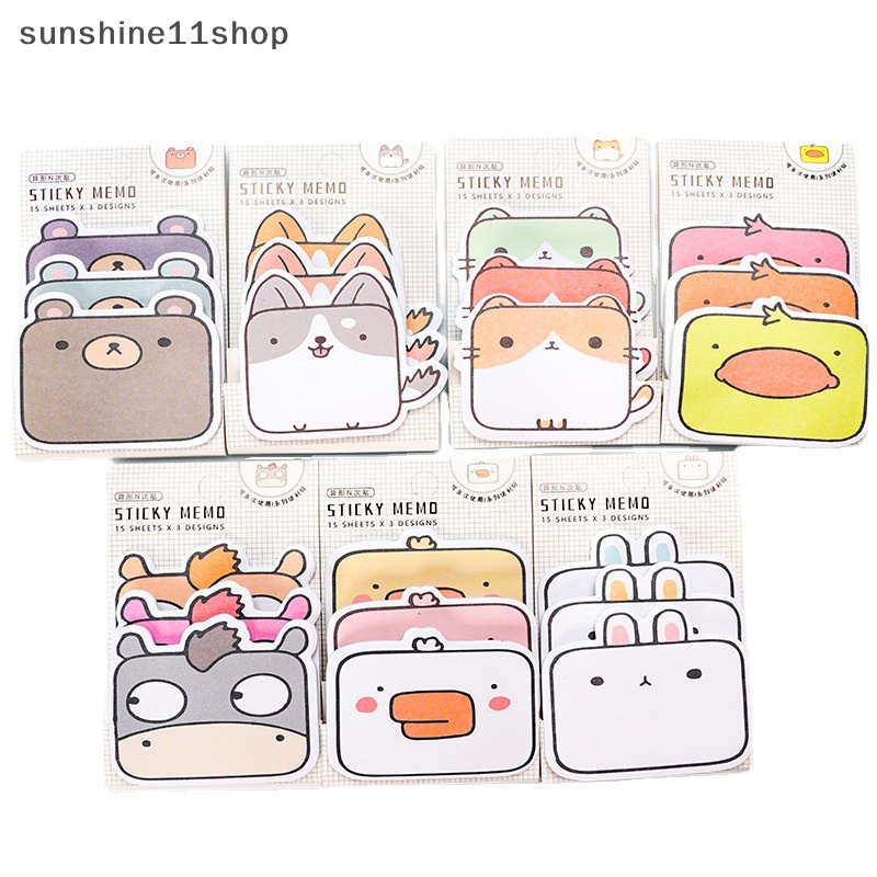 Sho 1set Kartun Kelinci Kucing Bebek Hewan 3lapis Indeks Memo Pads Sticky Notes Kreatif Alat Tulis Kreatif Stiker Perlengkapan Siswa N