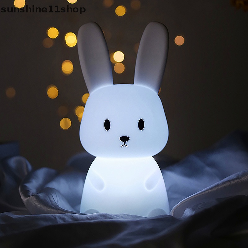 Sho Lampu Malam Silikon Lucu Kelinci Paus Kucing Sensor Sentuh Rechargeable Kamar Tidur N