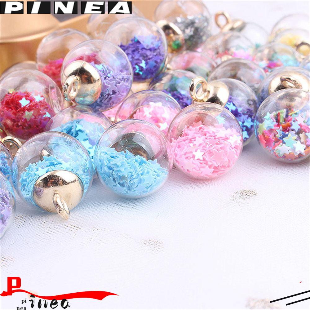 Nanas 20 Pcs Manik-Manik Kaca Transparan Dekorasi Natal 20 Pcs Liontin Beads Cord Locks Gelang Anting Handmade Kristal