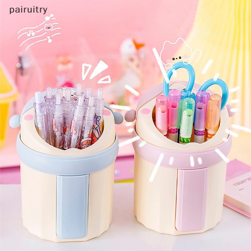 Prt Novelty Kapasitas Besar Tempat Pulpen Operasi Sederhana Burr Gratis Makeup Brush Organizer Gaya Putri Pensil Gel Pen Storage Bucket PRT