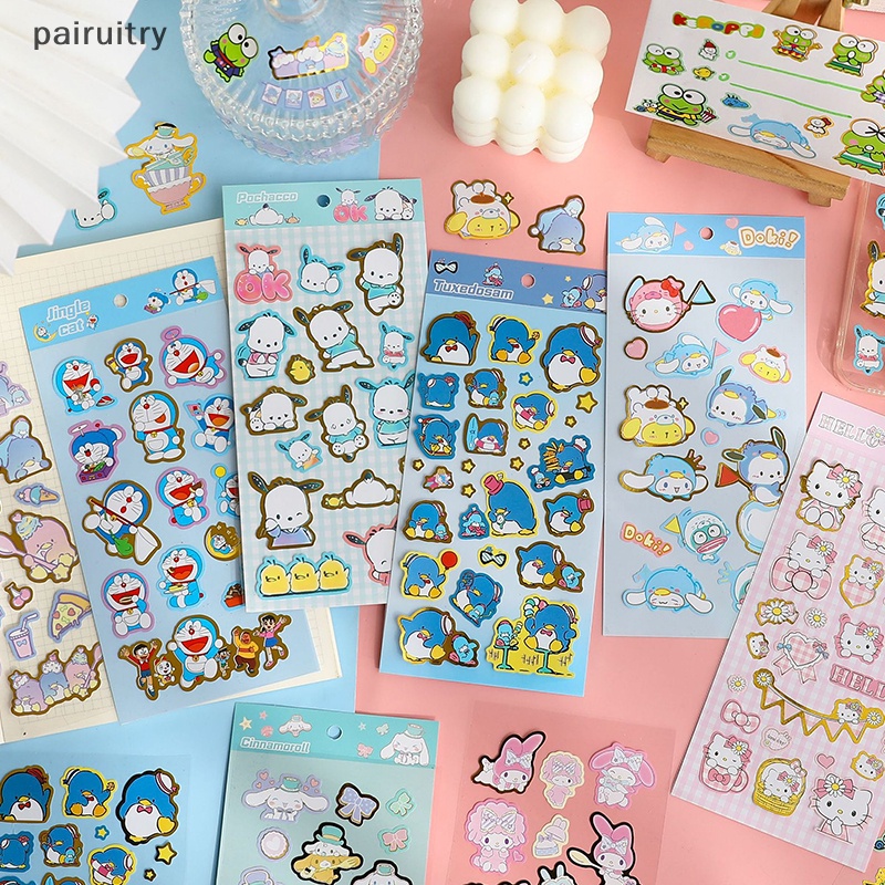 Prt Seri Koleksi Lucu Kartun Hewan Leaflet Pvc Tahan Air Bronzing Stiker Tangan Akun Korea Diy Stationery Sticker PRT