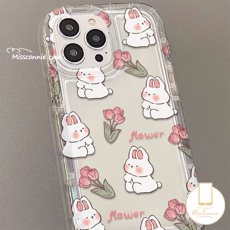 Casing Bening Kartun Kelinci Beruang Lucu Untuk Realme C53 C25s C33 C25Y C21Y C35 C15 5s 7i 9i 5 6i 5i C12 C17 C20 C11 2020 C30S C25 C55 C2 C1 C3 C30 C11 Bunga Tulip Airbag Soft Cover