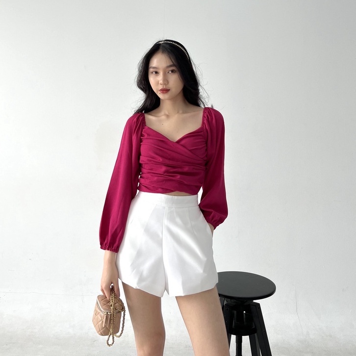 BEFAST - ZRX OOTD WANITA BLOUSE KELA / PIXIE LONGSLEEVE TWISTCONE / Blouse Wanita Model Terbaru / Fashion Kekinian Remaja ABG Trendy / Atasan Lengan Panjang Wanita / OOTD Wanita Ala Korean Style / Blouse Crop Polos Trendy / Outfit Wanita Formal