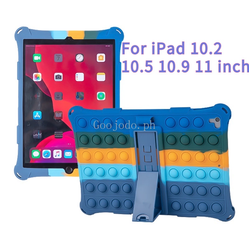 Ipad 10th 10.9 5th 6th Gen 9.7 2018 2017 10.2 9th 8th 7th Air5 4 3 2 1 Mini Pro 11 2021 10.5 Pop Fidget Toys Push Bubble Silicone Case Stand Holder Penutup