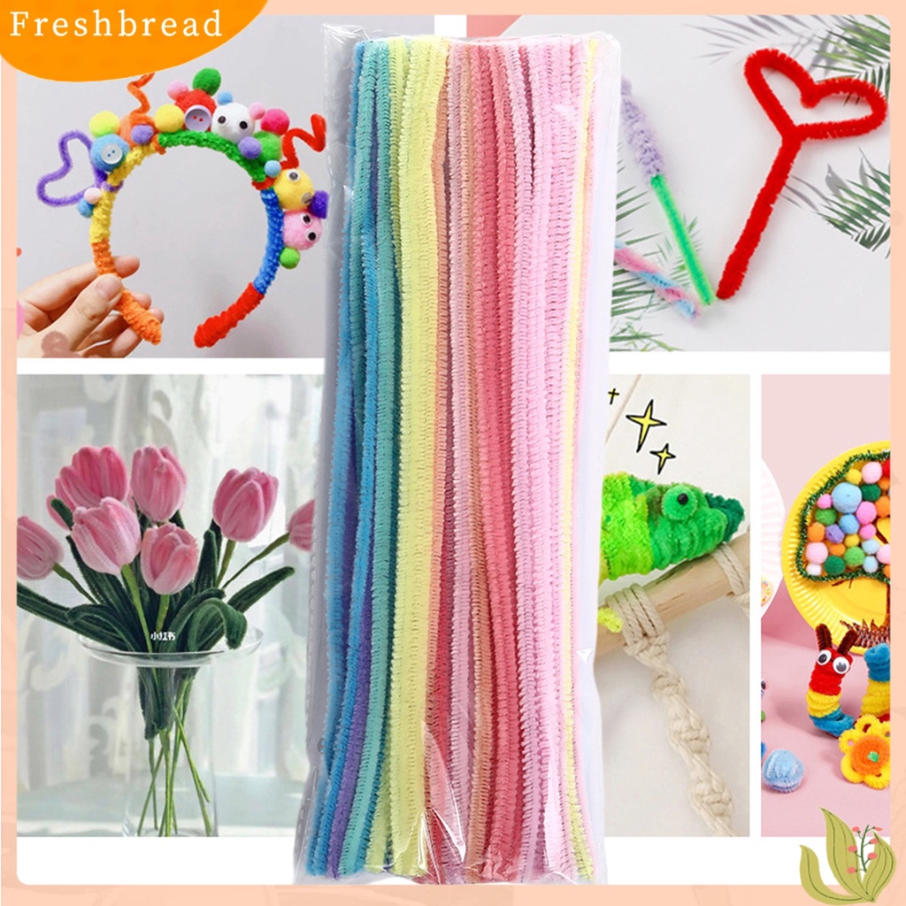 {In Stock} 100Pcs Twist Stick No Fluorescent Agent Fluffy Soft DIY Aneka Karya Seni Meningkatkan Kemampuan Tangan Chenille Batang Rumah Pasokan