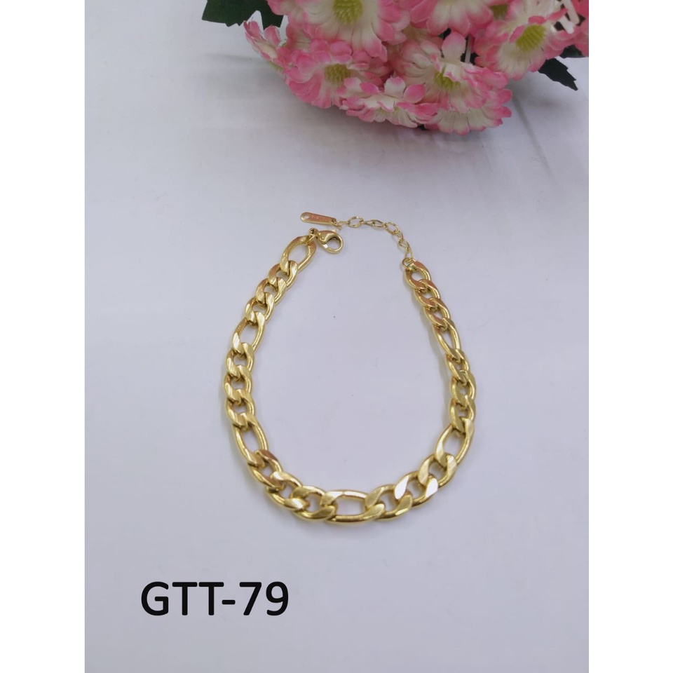 GELANG TANGAN KAKI RANTAI TITANIUM EMAS GOLD POLOS DIAM TERMURAH / DUNIA GELANG