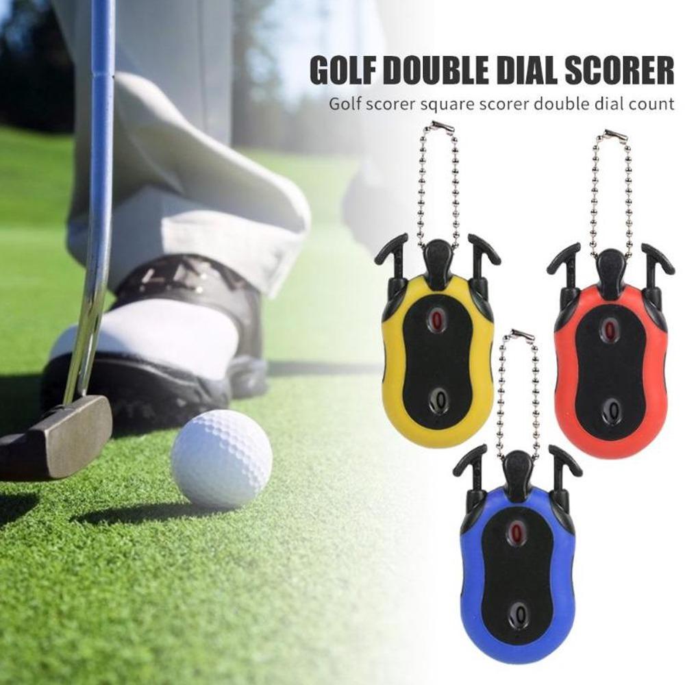 Lanfy Golf Score Counter Easy Pressing Yellow/Red/Blue Double Dial Golf Aksesoris Counter Dua Orang Scoring Golf Scoring