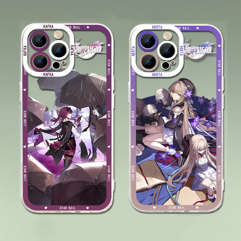 IPHONE Honkai Star Rail Himeko Herta Soft Phone Case Kompatibel Untuk Iphone14 11 13 12 Pro Max Casing XS XR X8 7 6S Plus Mini Kafka Transparan TPU Silikon Shockproof Cover