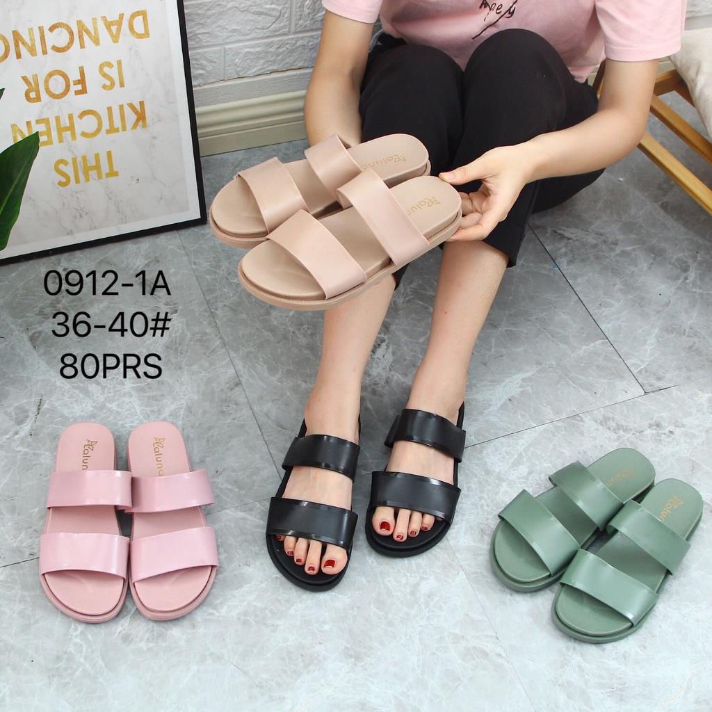 Sandal Slop Wanita Ban 2 Basic Polos Simple Cantik Mewah LLS 0912-1A 36-40