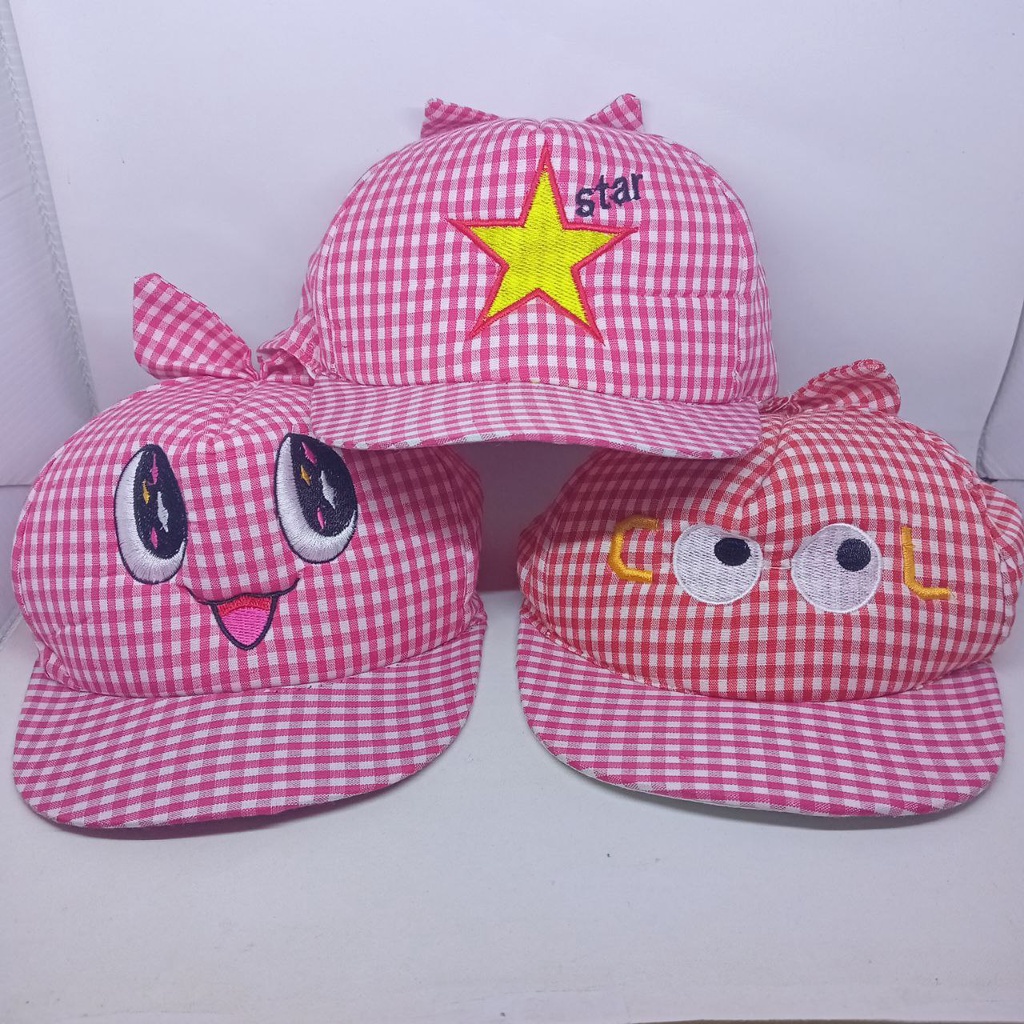 Topi Bayi Lucu Motif Kotak-Kotak &amp; Berbagai Karakter Untuk Anak Laki-Laki &amp; Perempuan