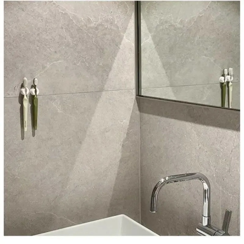 Simple PVC Toothbrush Holder/ Organizer Penyimpanan Sikat Gigi Yang Dipasang Di Dinding/Rak Dengan Cangkir Hisap Sederhana Aksesori Kamar Mandi