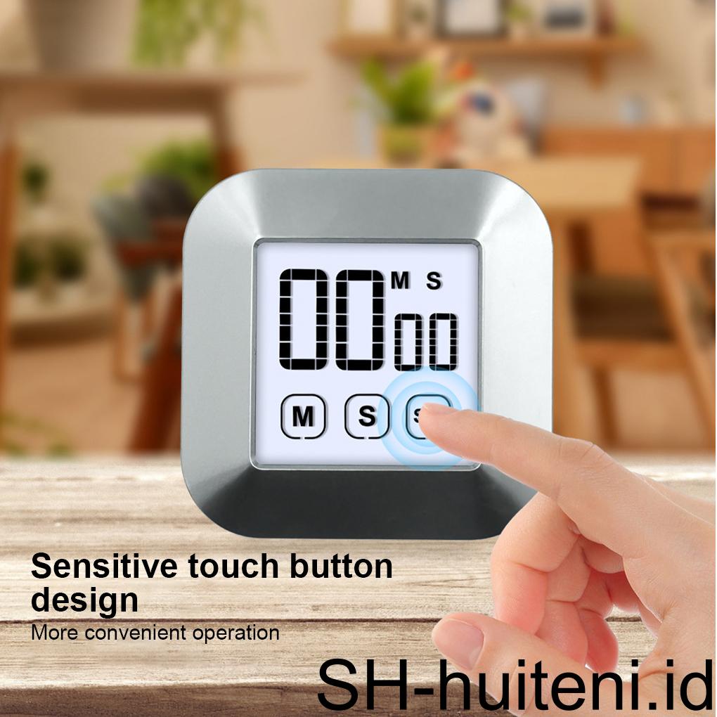 Timer Digital LCD Masak Belajar Baking Touch Control Tampilan Besar Tabletop 99menit 59detik Alarm Hitung Mundur Stopwatch