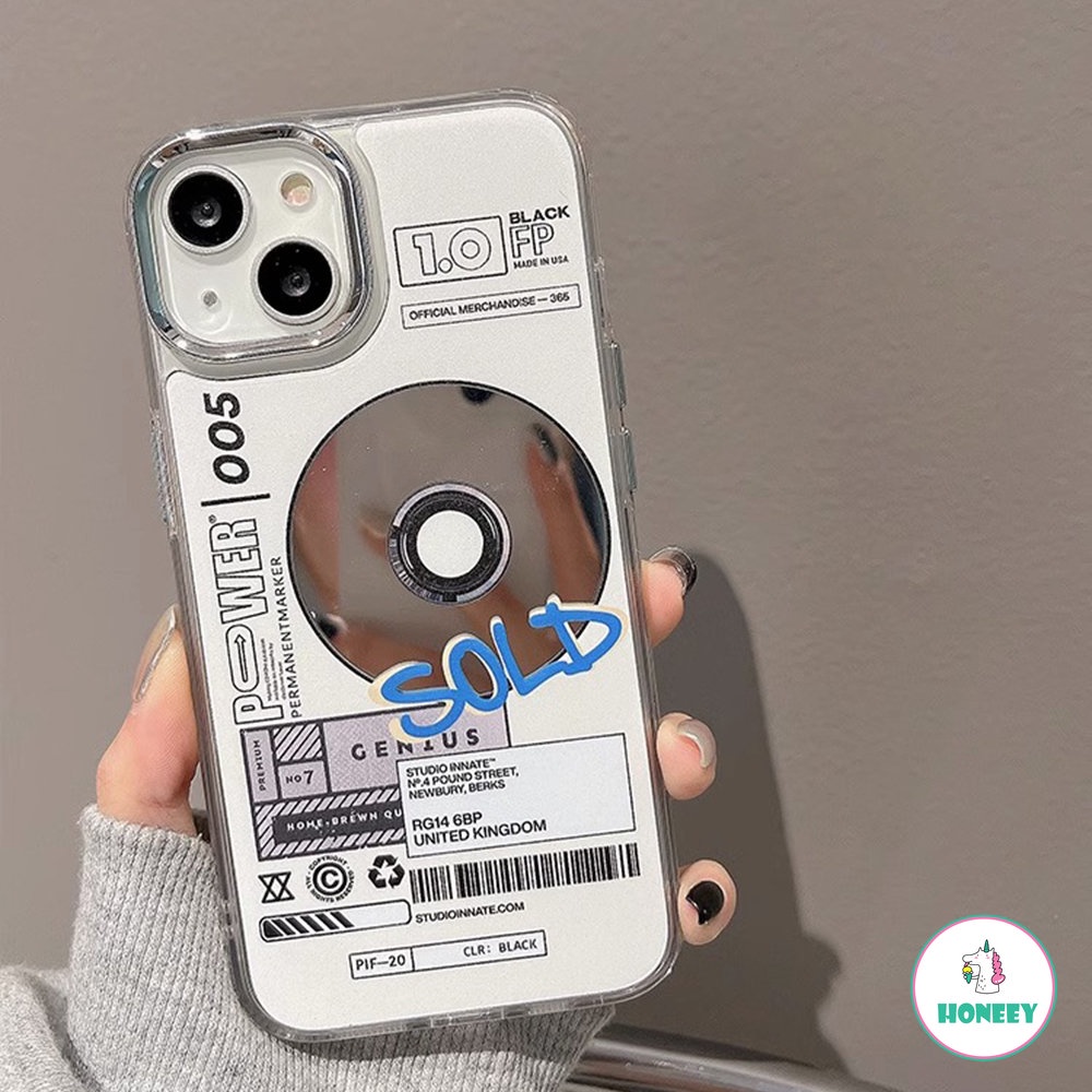 IPHONE Casing Ponsel Label Cermin CD Retro Mewah Kompatibel Untuk Iphone14 13 12 Pro Max11 Glitter Kreatif Huruf Soft Cover INS Shell