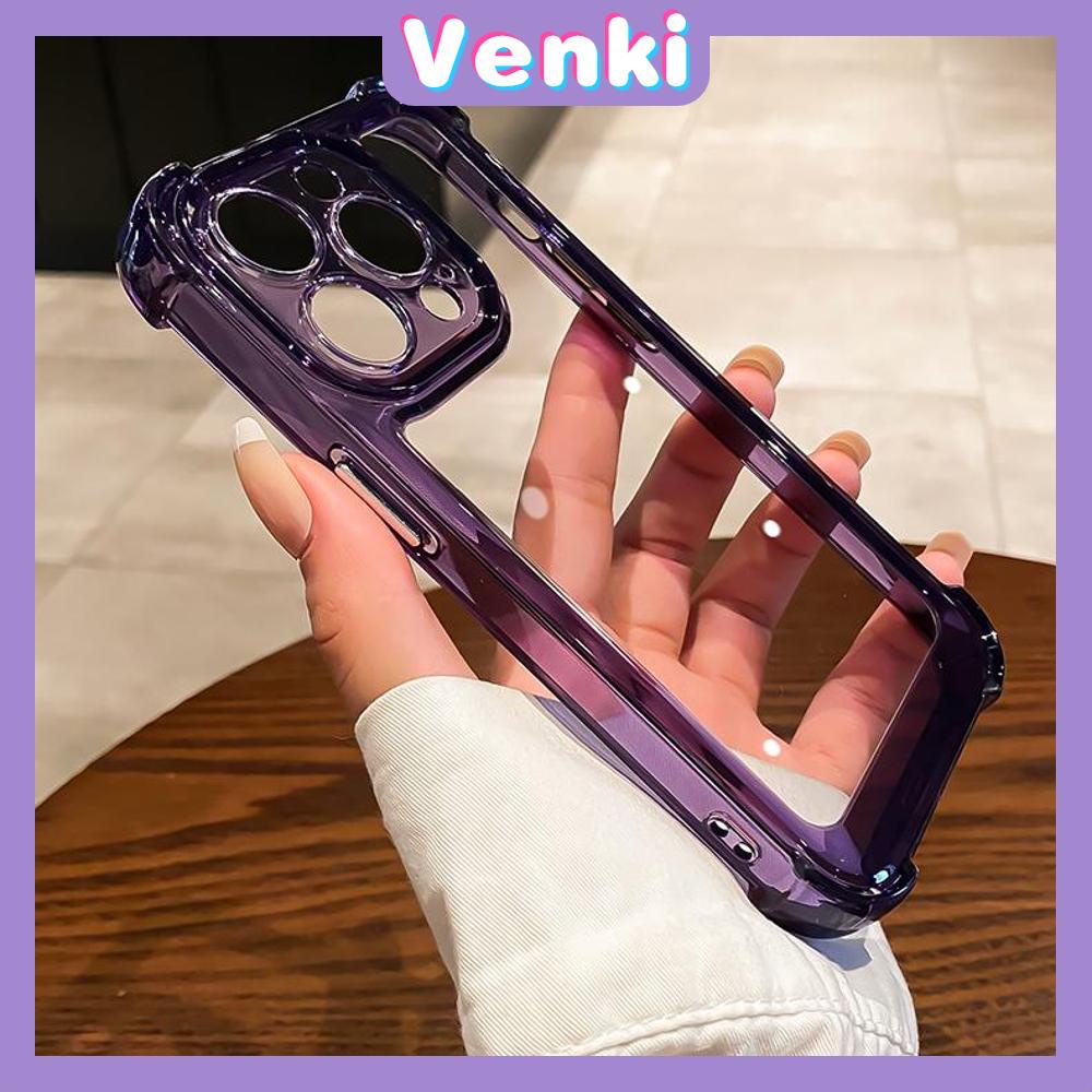 VENKI - Untuk iPhone 14 Pro Max iPhone Case Acrylic Hard Case Bening Case Airbag Tahan Guncangan Kamera Case Ungu Hitam Kompatibel dengan iPhone 13 Pro Max 12 Pro Max 11 Pro Max