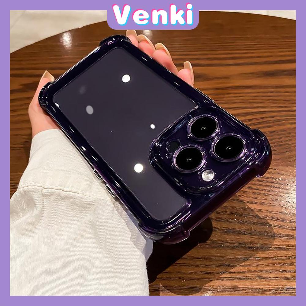 VENKI - Untuk iPhone 14 Pro Max iPhone Case Acrylic Hard Case Bening Case Airbag Tahan Guncangan Kamera Case Ungu Hitam Kompatibel dengan iPhone 13 Pro Max 12 Pro Max 11 Pro Max