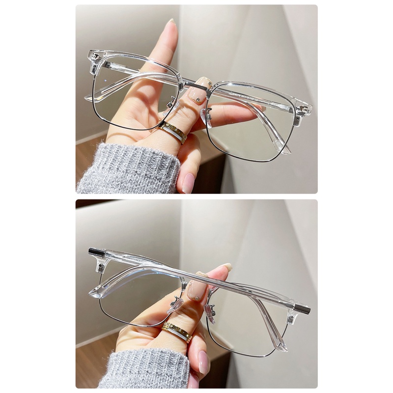 Kacamata Bisnis Pria Wanita Lensa Anti Radiasi Half Frame Replaceable