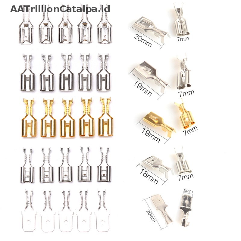 Aatrillioncatalpa 50PCS 6.3 Crimp Terminal Konektor Spade Pria Wanita Terminal Crimping ID