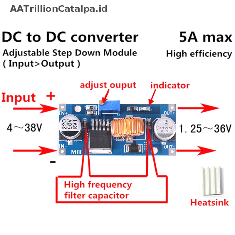 Aatrillioncatalpa DC-DC step-down 4V-38v Ke 3.3V 12V 24V 5A converter voltage regulator  Id