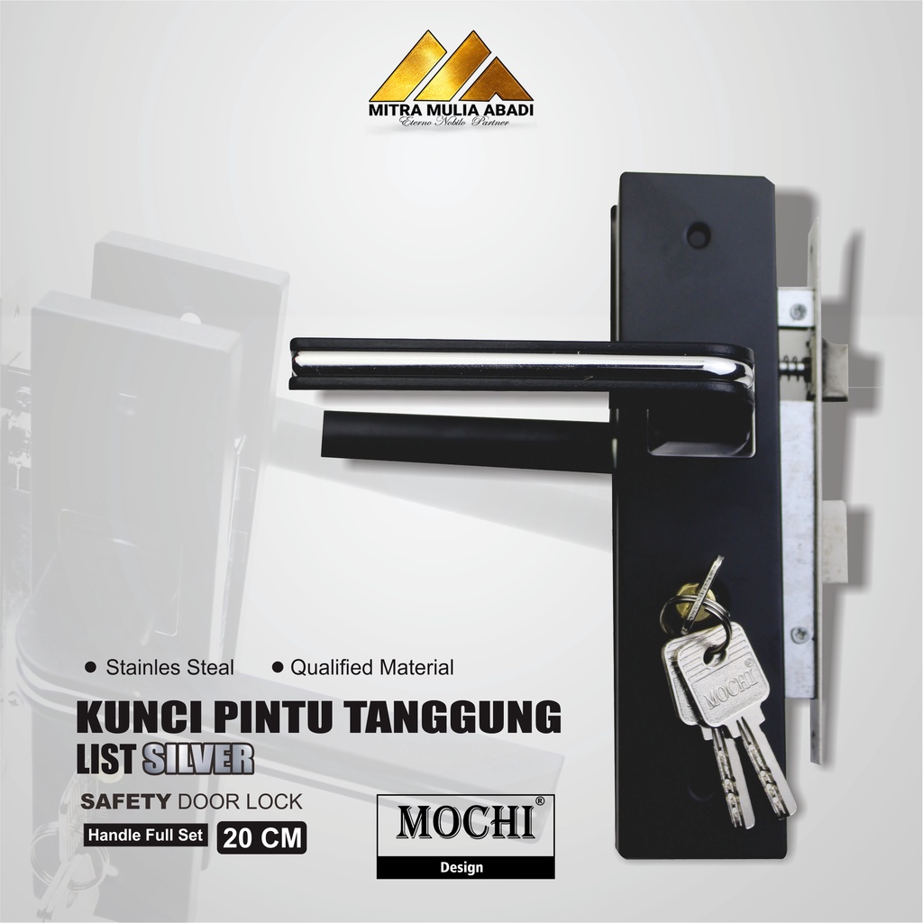 Gagang Kunci Pintu Tanggung 20 cm  l Handel Pintu rumah Full Set MOCHI