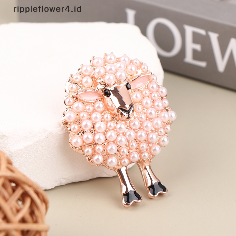 {rippleflower4.id} Bros Kartun Hewan Hias Mutiara Beruntung Indah Domba Bros Untuk Gadis Aksesoris Pesta Natal Hadiah Perhiasan Alloy Bros~