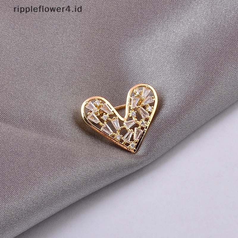 {rippleflower4.id} Bros Gaya Wanita Fashion Pin Tetap Pakaian Berbentuk Hati Anti Malu Tombol Bros Selendang Syal Kemeja Gesper Kerah Pin~