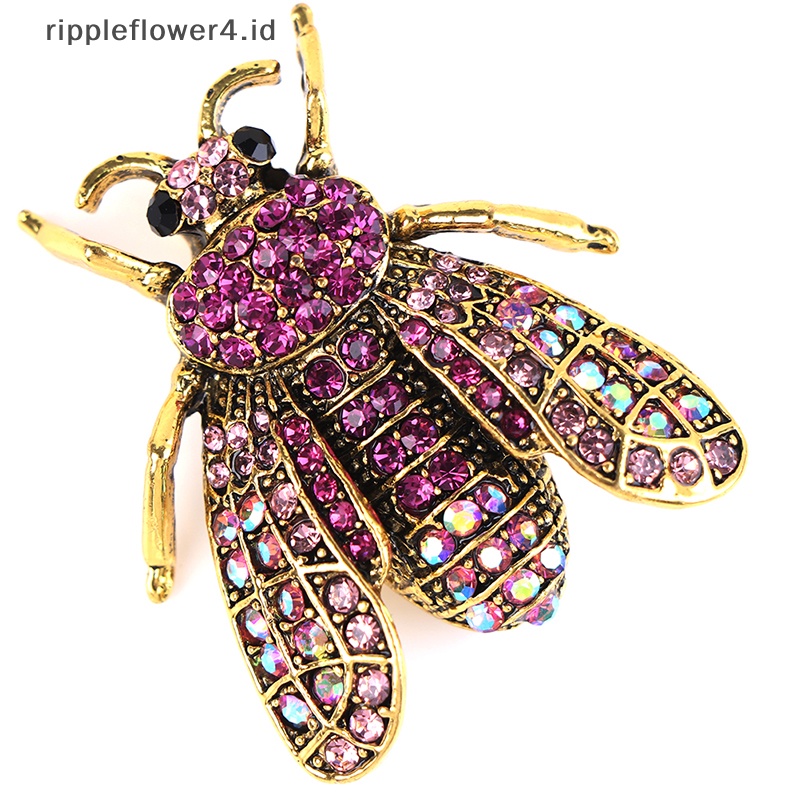 {rippleflower4.id} 1pc Indah 3D Bumble Bee Bros Wanita Anak Gadis Fashion Berlian Imitasi Bros~