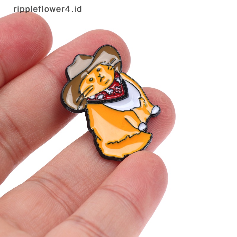 {rippleflower4.id} Koboi Kucing Enamel Pin Hewan Lucu Bros Baju Kerah Tas Lucu Lencana Bros~