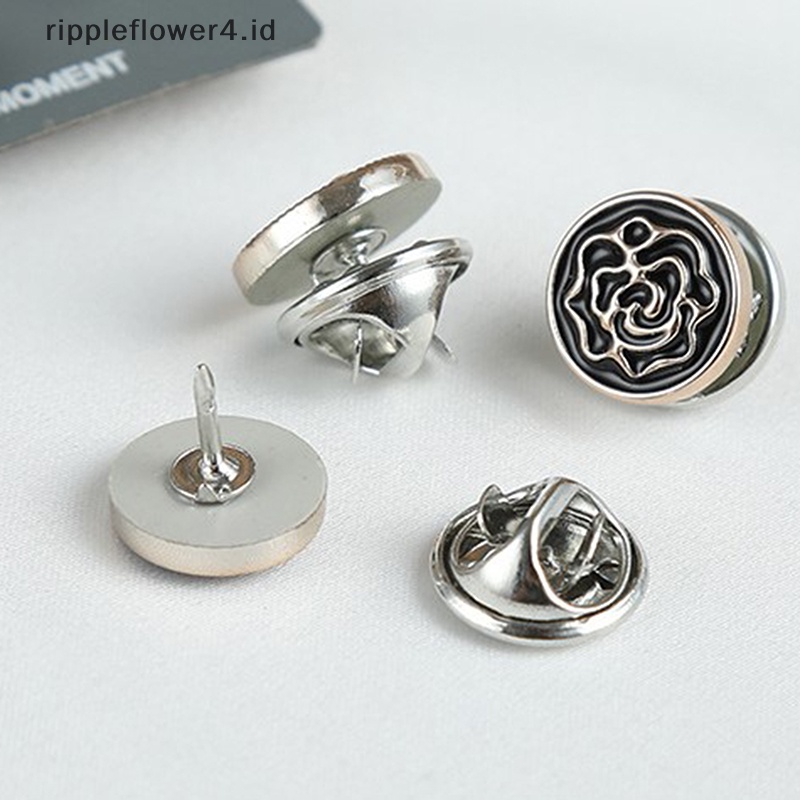 {rippleflower4.id} 10pcs /Set Lucu Praktis Anti-Silau Bros Dress Garis Leher Mutiara Pin Pakaian Fixe~