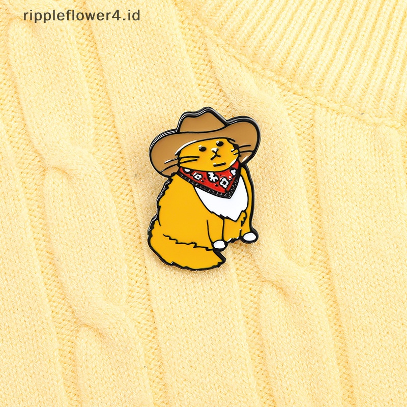 {rippleflower4.id} Koboi Kucing Enamel Pin Lucu Hewan Topi Bros Baju Kerah Tas Lucu Badge Hadiah~