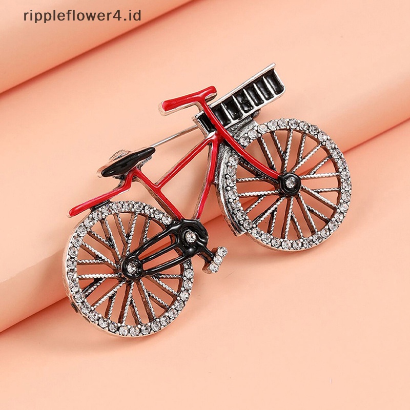 {rippleflower4.id} Pin Bros Berlian Imitasi Sepeda Kreatif Untuk Wanita Aksesoris Mantel Pesta Jewellery~
