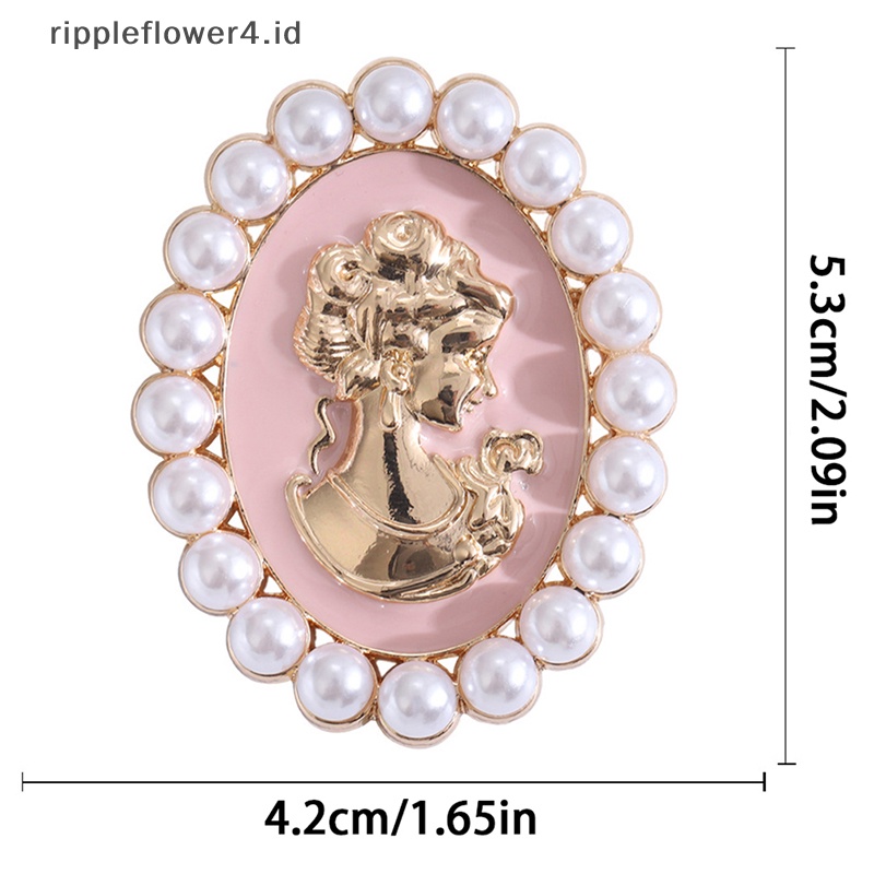 {rippleflower4.id} Bros Mutiara Untuk Wanita Drop Oil Queen Brooch Lapel Pin Bentuk Oval Bros Mutiara Fashion Perhiasan Hadiah~