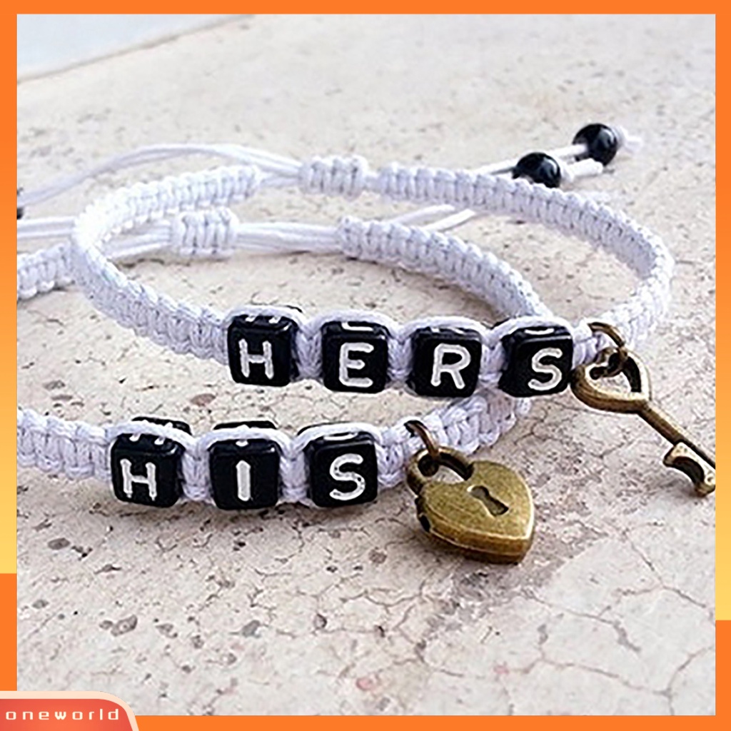 [WOD] 1pasang Gelang Kepang Desain Huruf Tali Lilin Fashion Pasangan Bracelets Untuk Hadiah