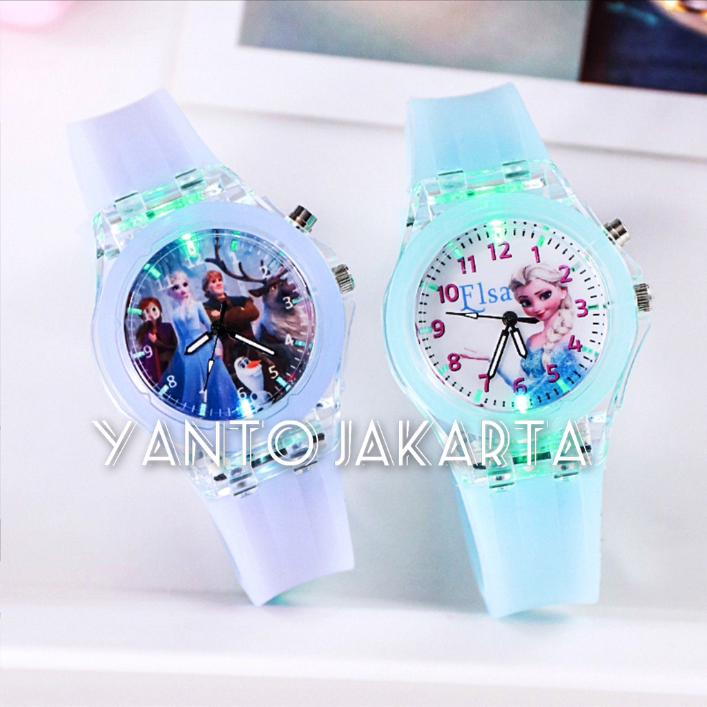 JAM TANGAN ANAK PEREMPUAN FROZEN LAMPU NYALA BERCAHAYA