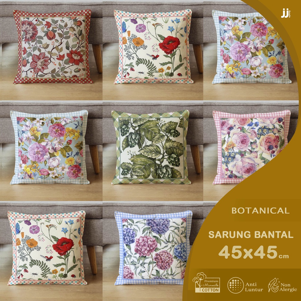 SARUNG BANTAL SOFA Motif Floral Bunga Botanical 45X45 Garden
