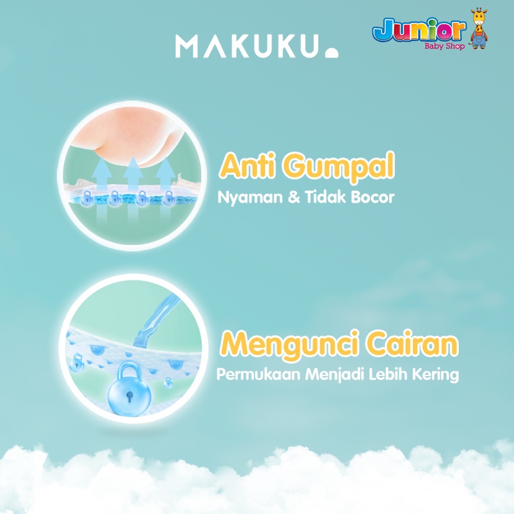 MAKUKU SAP Diapers Comfort Fit Pants/Tape NB/S/M/L/Xl/XXL Popok Bayi Tipis Extra Dry Anti Gumpal Mengunci Cairan Cepat Kering Type Celana/Perekat