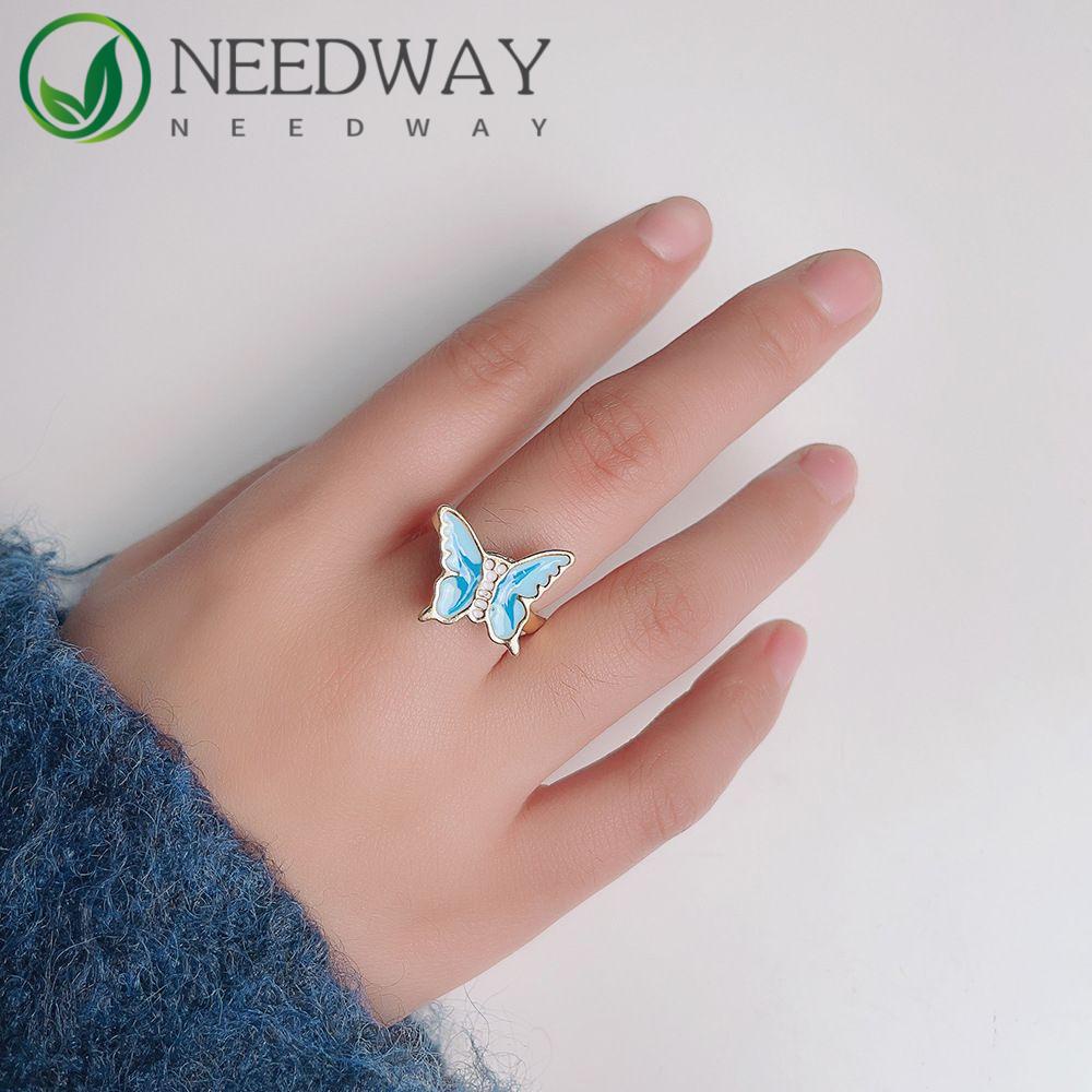 Needway   Cincin Yang Dapat Diputar Lucu Sederhana Terbuka Cincin Spinner Cincin Kupu-Kupu Daisy Bunga Fidget Anxiety Ring Women Finger Ring