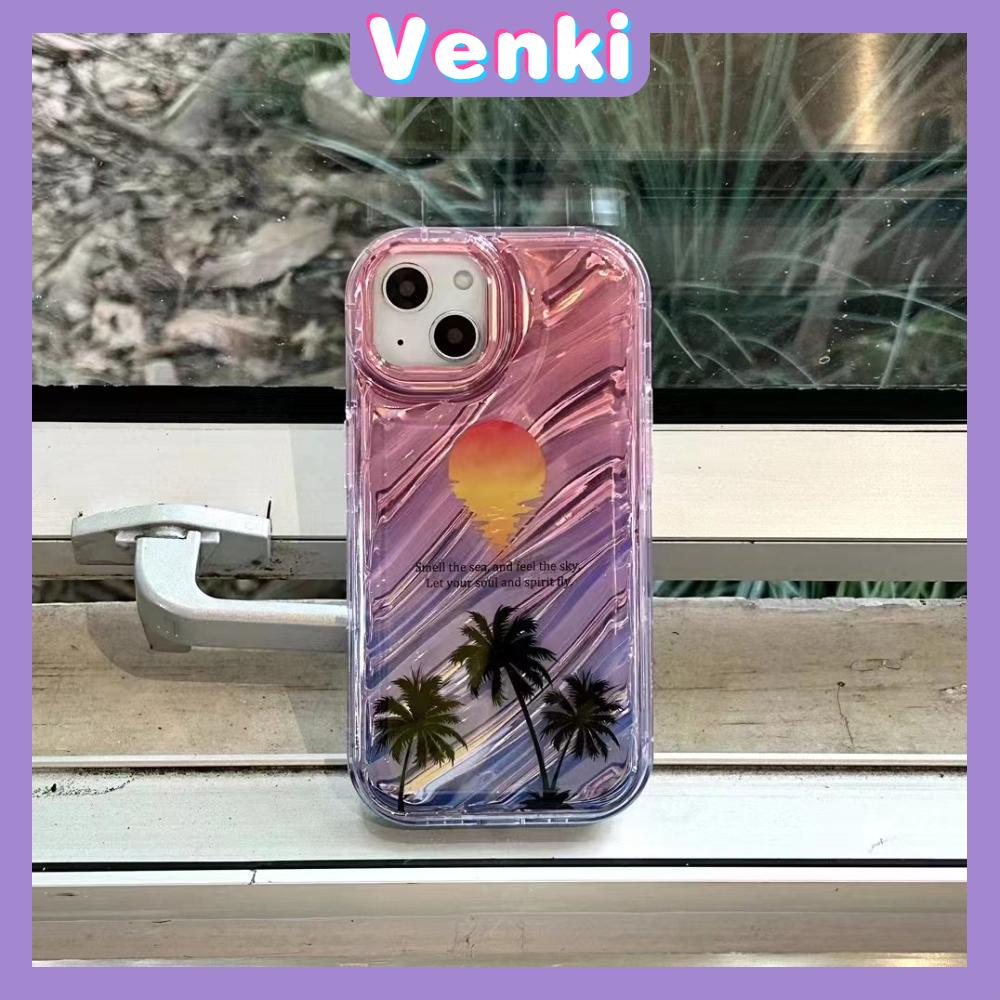 VENKI - Untuk iPhone 11 iPhone Case Laser Reflektif Bening Phone Case TPU Soft Shockproof Airbag Phone Case Simple Summer Coco Kompatibel dengan iPhone 14 13 Pro max 12 Pro Max XR XR 7