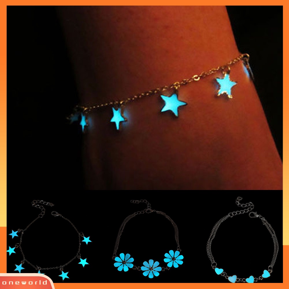 [WOD] Bintang Kecil Hati Bunga Glow in the Dark Gelang Kaki Ankle Perhiasan Wanita