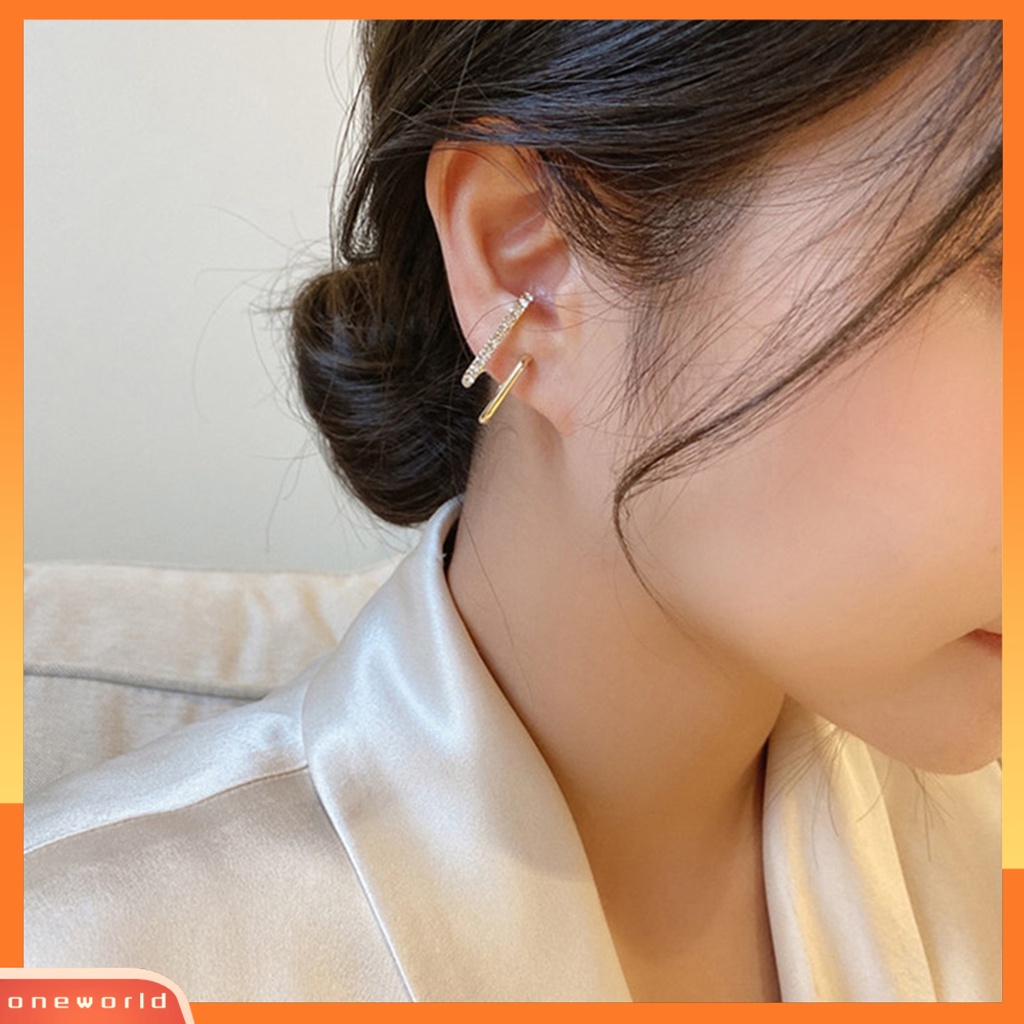 [WOD] 1pasang Ear Studs Irregular U Shape Jewelry Shinng Rhinestones Stud Earrings Untuk Pesta Pernikahan Perjamuan Prom