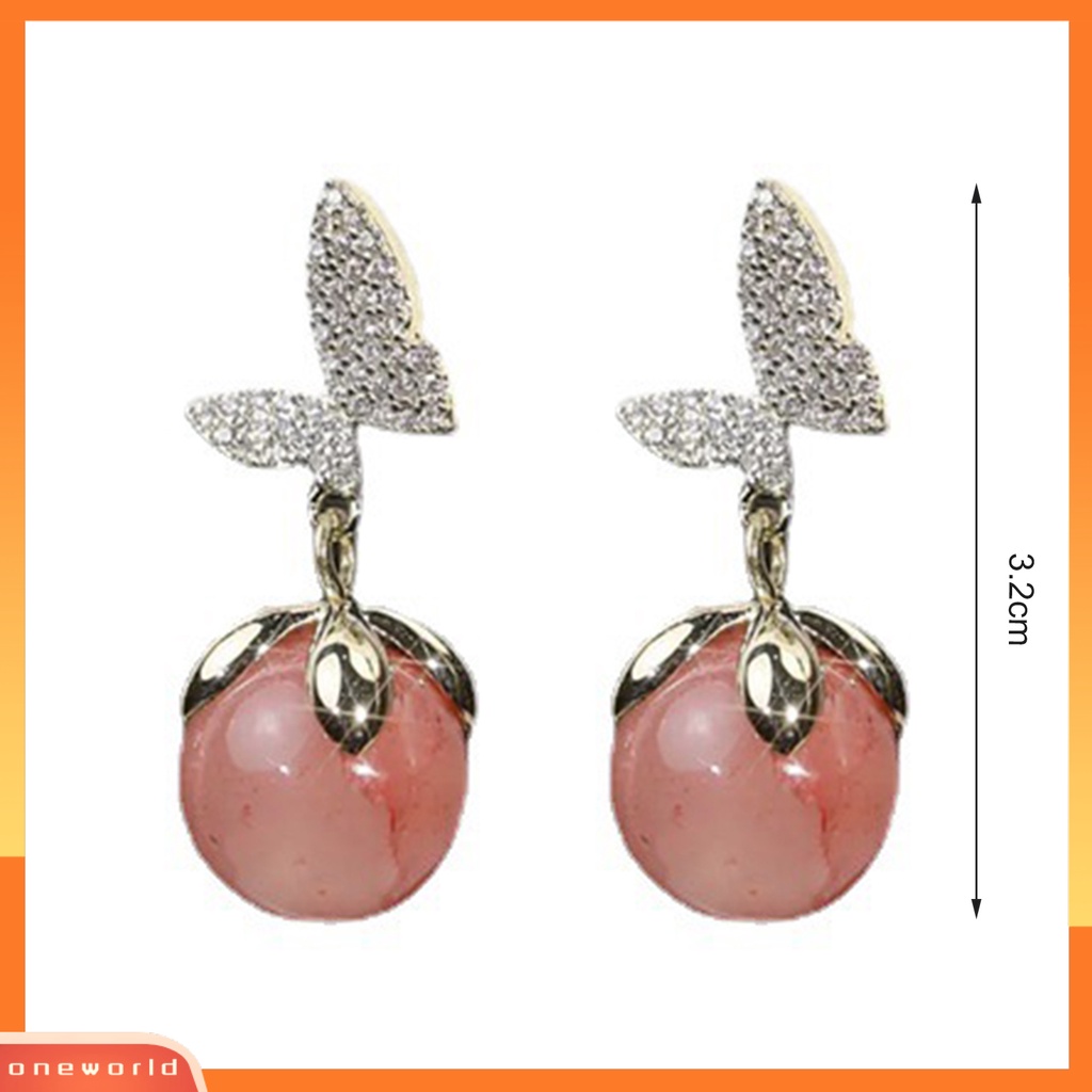 [WOD] 1pasang Wanita Stud Earrings Faux Opal Bentuk Kupu-Kupu Shiny Rhinestones Jewelry Bright Luster Drop Earrings Natal Perhiasan Hadiah