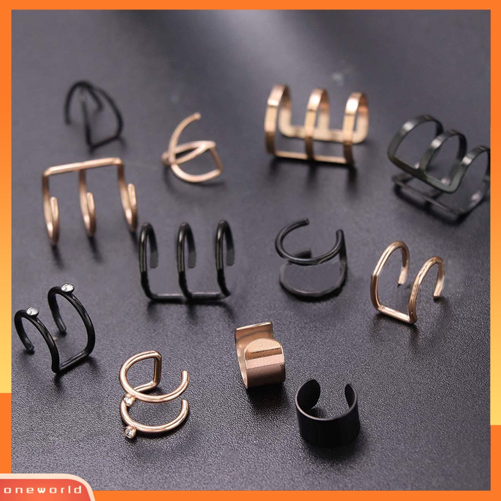 [WOD] 6pasang Anting Hoop Keren Bulat Gaya Hip-hop Non Tindik Telinga Lady Ear Clip Untuk Pakaian Sehari-Hari