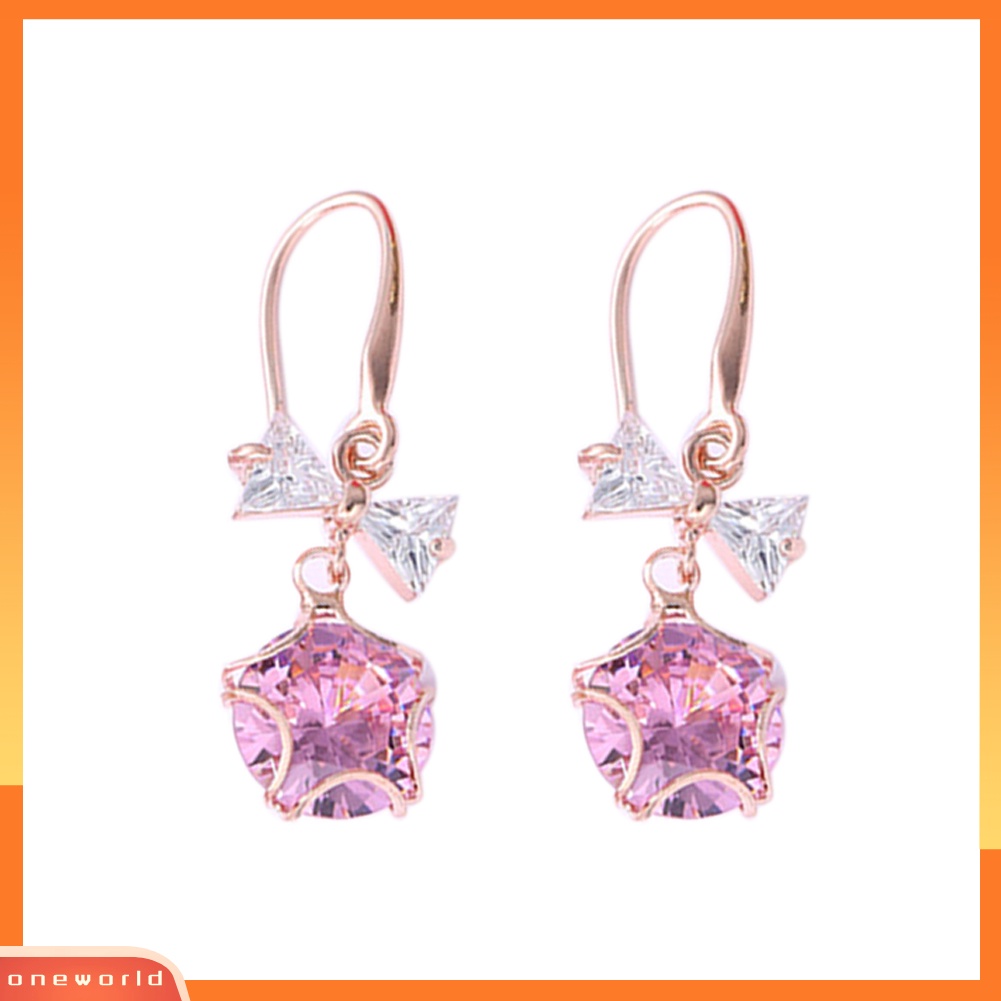 [WOD] Fashion Wanita Kupu-Kupu Busur Liontin Cubic Zirconia Panjang Menjuntai Kait Anting