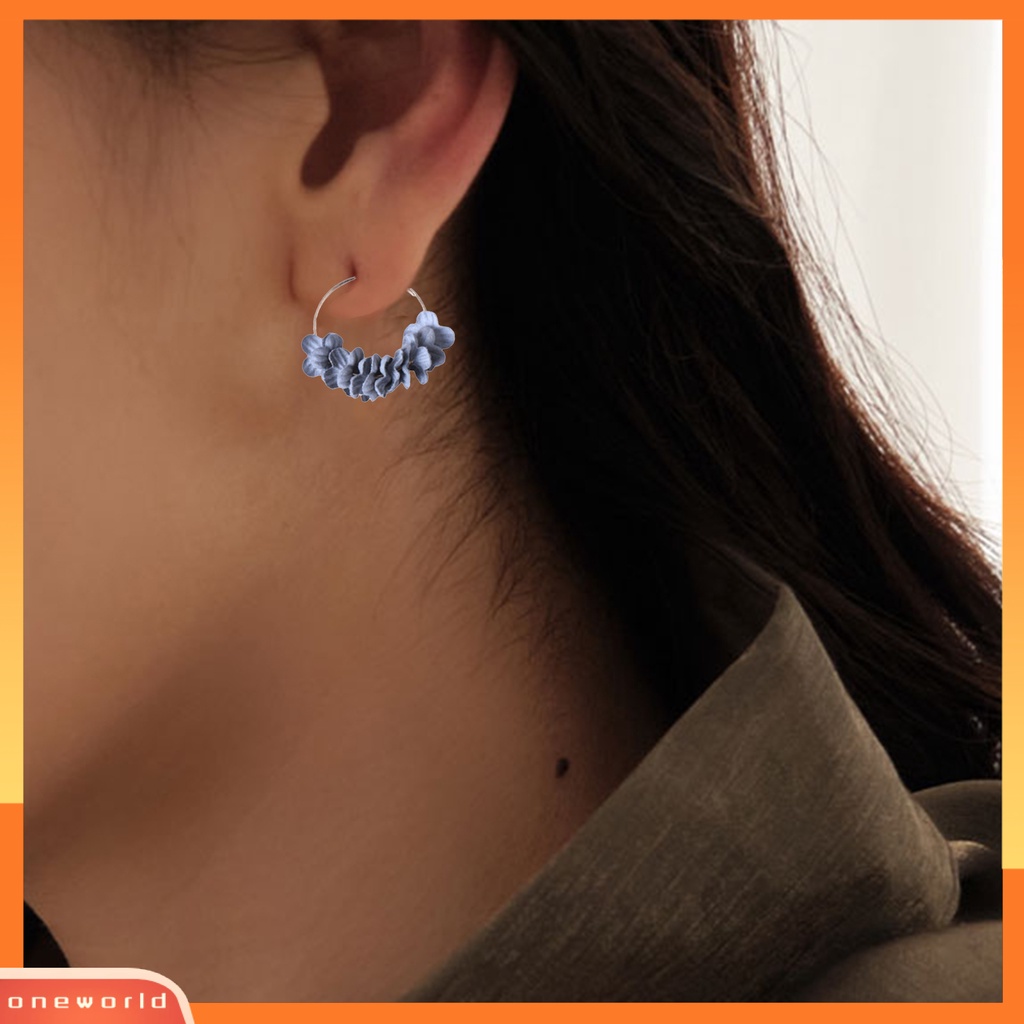 [WOD] 2pcs Anting Hoop Kelopak Eardrop Wanita Perempuan Perhiasan Fashion Sederhana Untuk Pesta