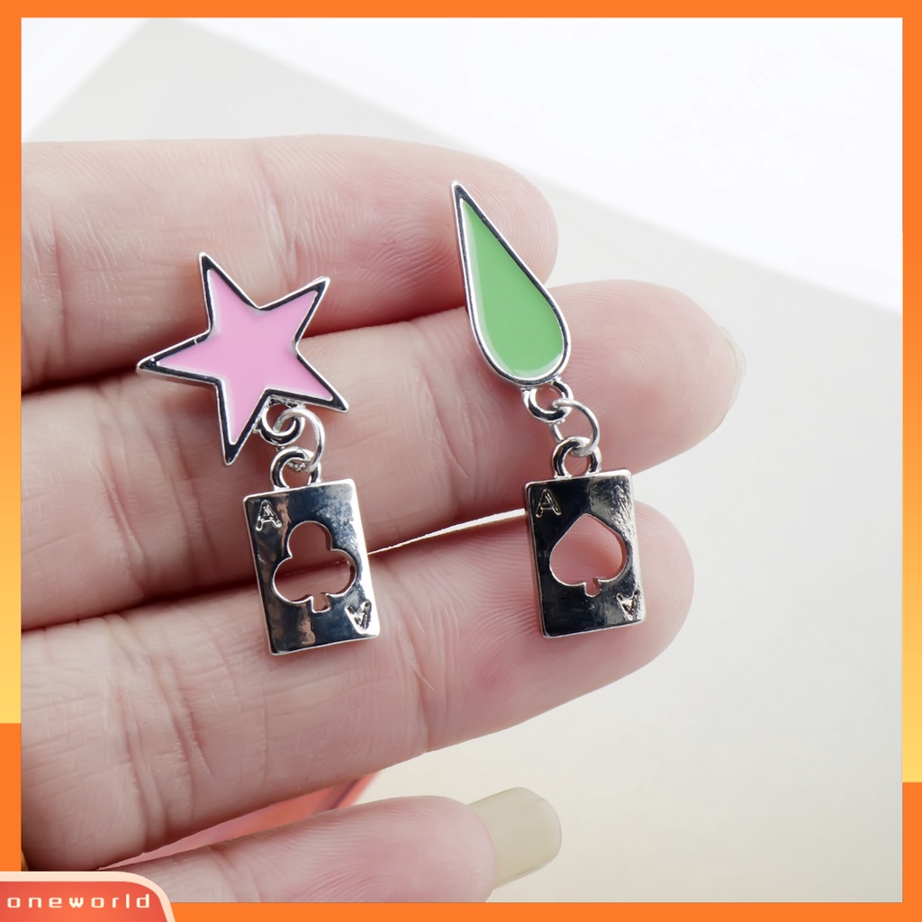 [WOD] Hunter Anime Cosplay Poker Joker Ear Stud Earring Untuk Aksesoris Perhiasan Hisoka