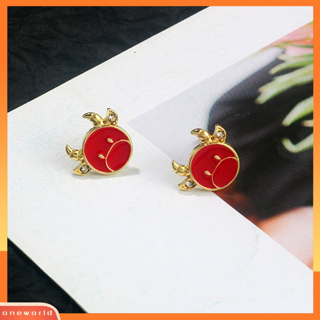 [WOD] Lucu Banteng Anting Kreatif Berlian Imitasi Hewan Telinga Studs Tergantung Perhiasan Hadiah